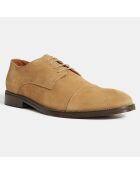 Derbies en Velours de Cuir beiges