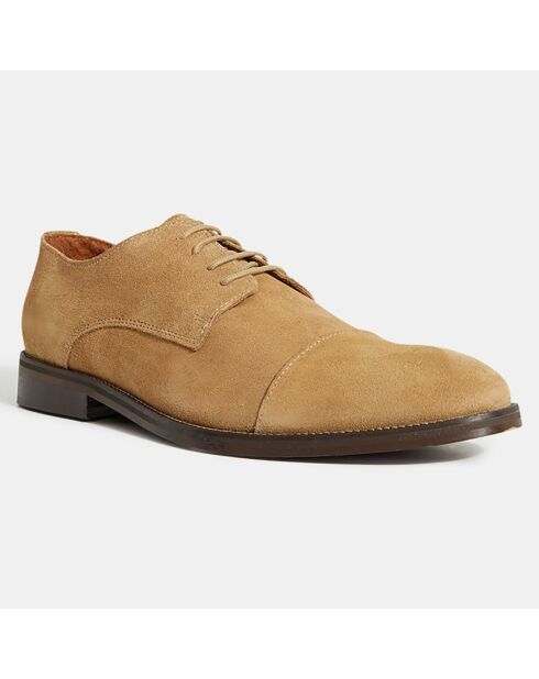 Derbies en Velours de Cuir beiges