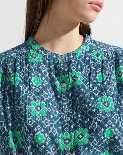Chemise Nessie imprimée bleu/vert