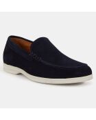 Mocassins en Velours de Cuir bleu marine