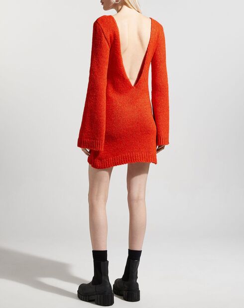 Dutuit orangefarbenes rückenfreies Kleid