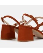 Sandales à talon en Cuir orange brique - Talon 6 cm