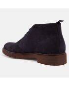 Bottines en Velours de Cuir mid bleu marine