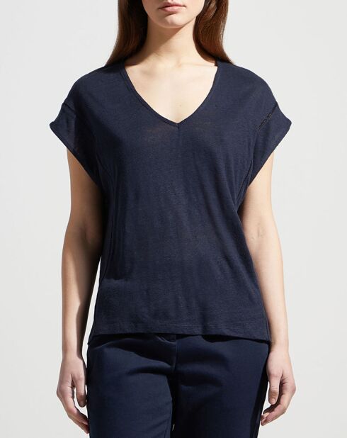 T-Shirt 100% Lin Rastrapi bleu marine