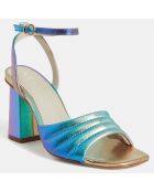 Sandales à talon en Cuir matelassées multicolores - Talon 8 cm