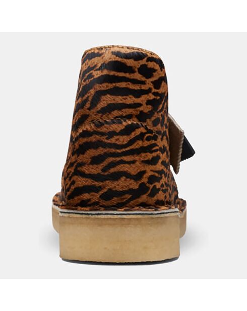 Braune Wüstenstiefel aus Samt aus Leder mit Tierdruck