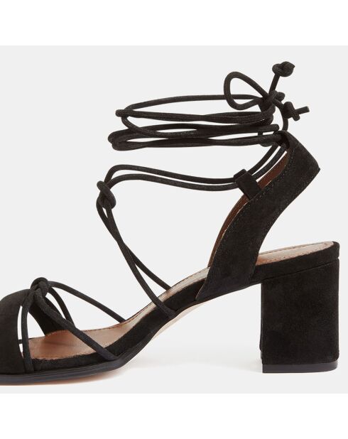 Sandali Sophie in pelle di velluto nero - tacco 7 cm