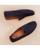 Mocassins en Velours de Cuir Lewis bleu foncé