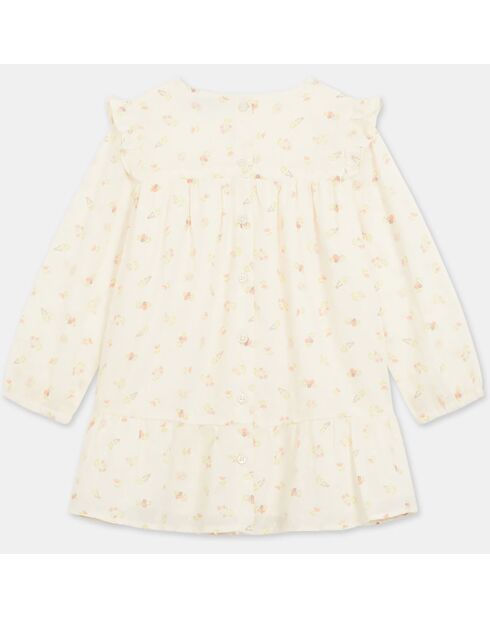 Robe en Coton Bio Alexandry plumetis aop écru/rose