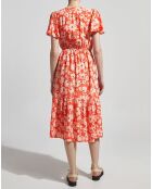 Robe midi Lauralie imprimée orange/rose