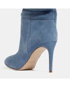 Bottes en Velours de Cuir bleues - Talon 9 cm