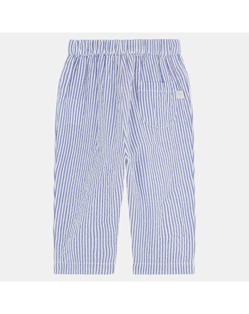 Pantalon en Coton Bio Alouko rayures bleu/écru