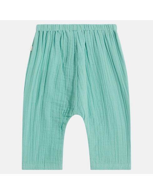 Pantalon en Coton Bio Isouma gaze vert