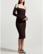 Robe midi Maddy dos nu marron foncé