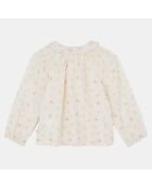 Top en Coton Bio Athene plumetis aop écru/rose