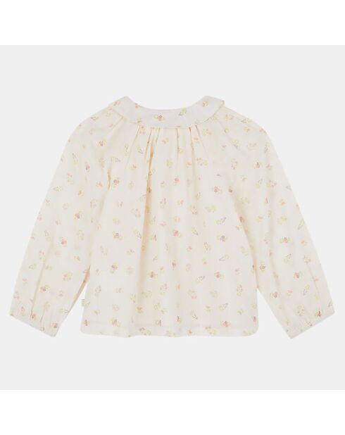 Top en Coton Bio Athene plumetis aop écru/rose