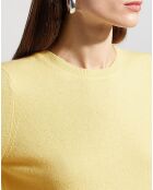 Pull 100% Cachemire Difi manches courtes jaune