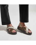 Sandales en Cuir blanc/kaki