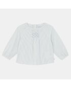 Top en Coton Bio Alaise bis ml rayures écru/vert