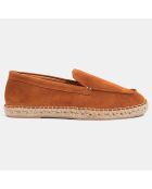 Mocassins espadrilles en Velours de Cuir camel