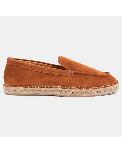 Mocassins espadrilles en Velours de Cuir camel