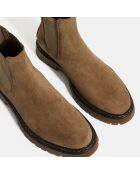 Chelsea Boots en Velours de Cuir marron taupe