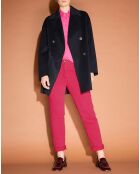 Manteau caban 100% Laine Aglae bleu marine