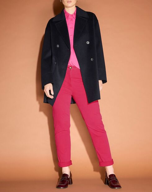 Manteau caban 100% Laine Aglae bleu marine