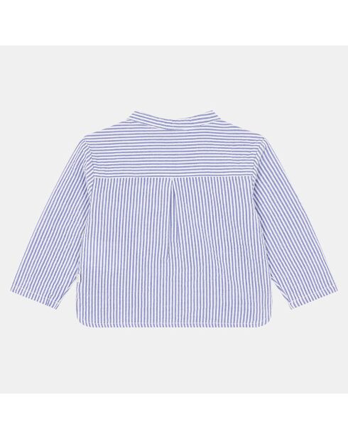 Chemise en Coton Bio Abiolo ml rayures bleu/écru