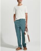 Pantalon en Lin & Coton Pupant tapered vert/gris