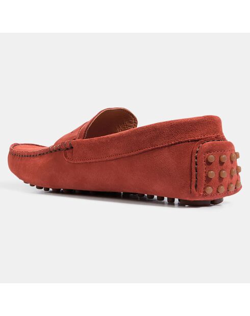 Mocassins en Velours de Cuir Diego orange brique