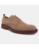 Derbies en Velours de Cuir marron taupe