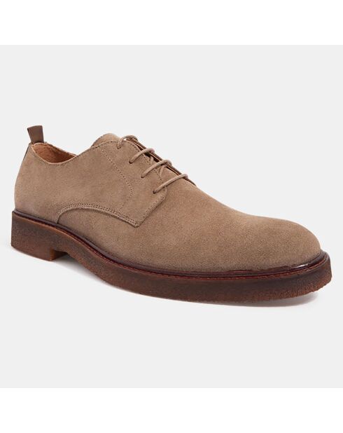 Derbies en Velours de Cuir marron taupe