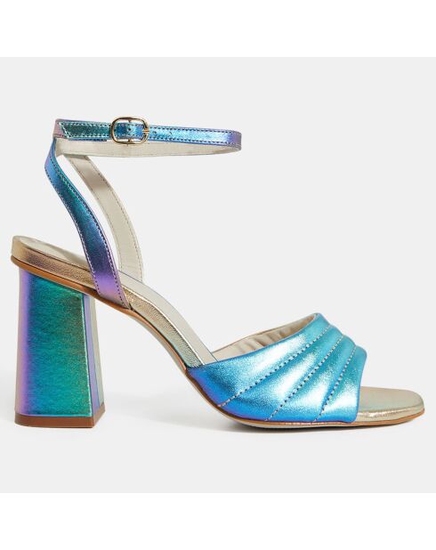Sandales à talon en Cuir matelassées multicolores - Talon 8 cm
