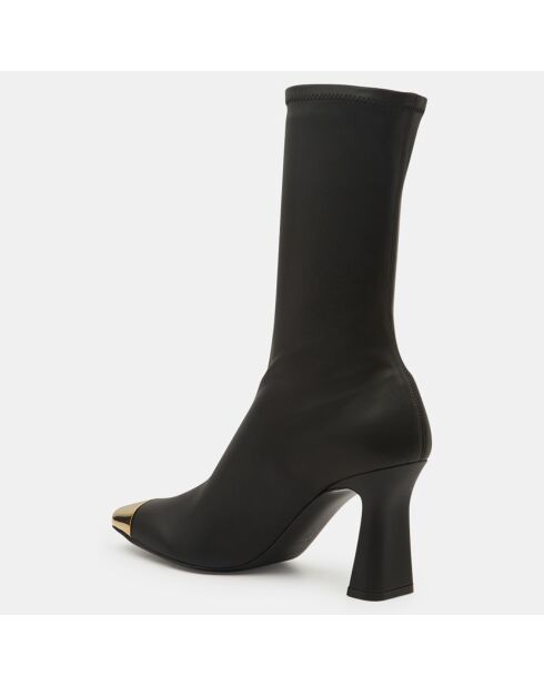 Bottines en Cuir Ellia noir/doré - Talon 9 cm