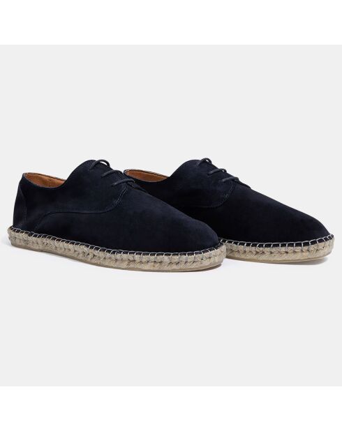 Espadrilles en Velours de Cuir bleu marine