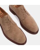 Derbies en Velours de Cuir marron taupe