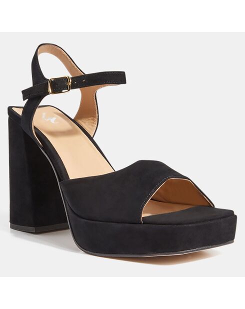 Sandales en velours de Cuir noires - Talon 10.5 cm