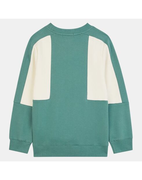 Sweat Gary empiècement écru/vert