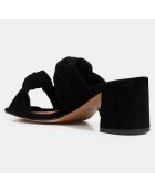 Mules à talon en Velours de Cuir noires - Talon 5.5 cm