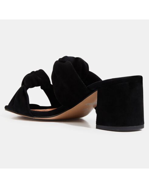 Mules à talon en Velours de Cuir noires - Talon 5.5 cm