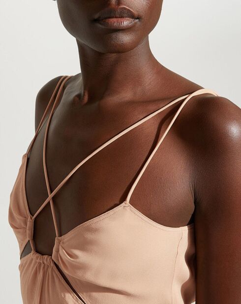 Layla lichtroze mini-jurk van zijdemix