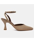 Slingbacks en Cuir Cinderella beiges - Talon 7,5 cm