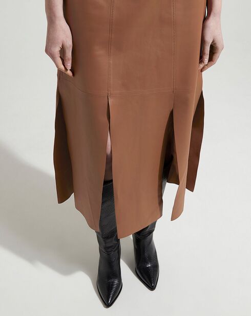 Jupe en Cuir d'Agneau Lunes camel