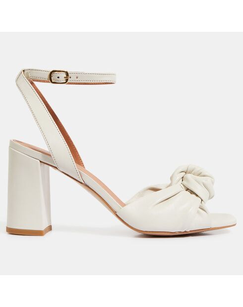 Witte leren sandalen - hak 8,5 cm