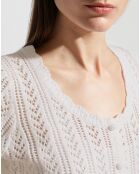 Top en crochet écru