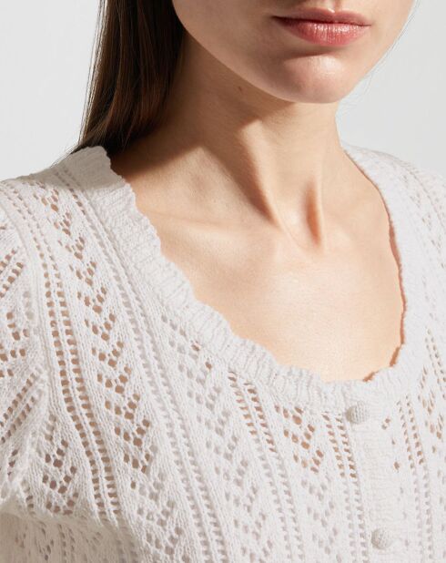 Top en crochet écru