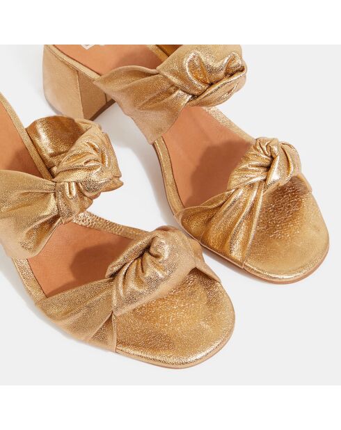 Sabot con tacco in pelle dorata - tacco 5,5 cm