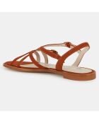 Sandales plates en Cuir orange brique
