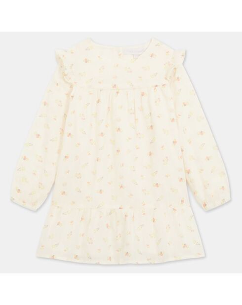 Robe en Coton Bio Alexandry plumetis aop écru/rose